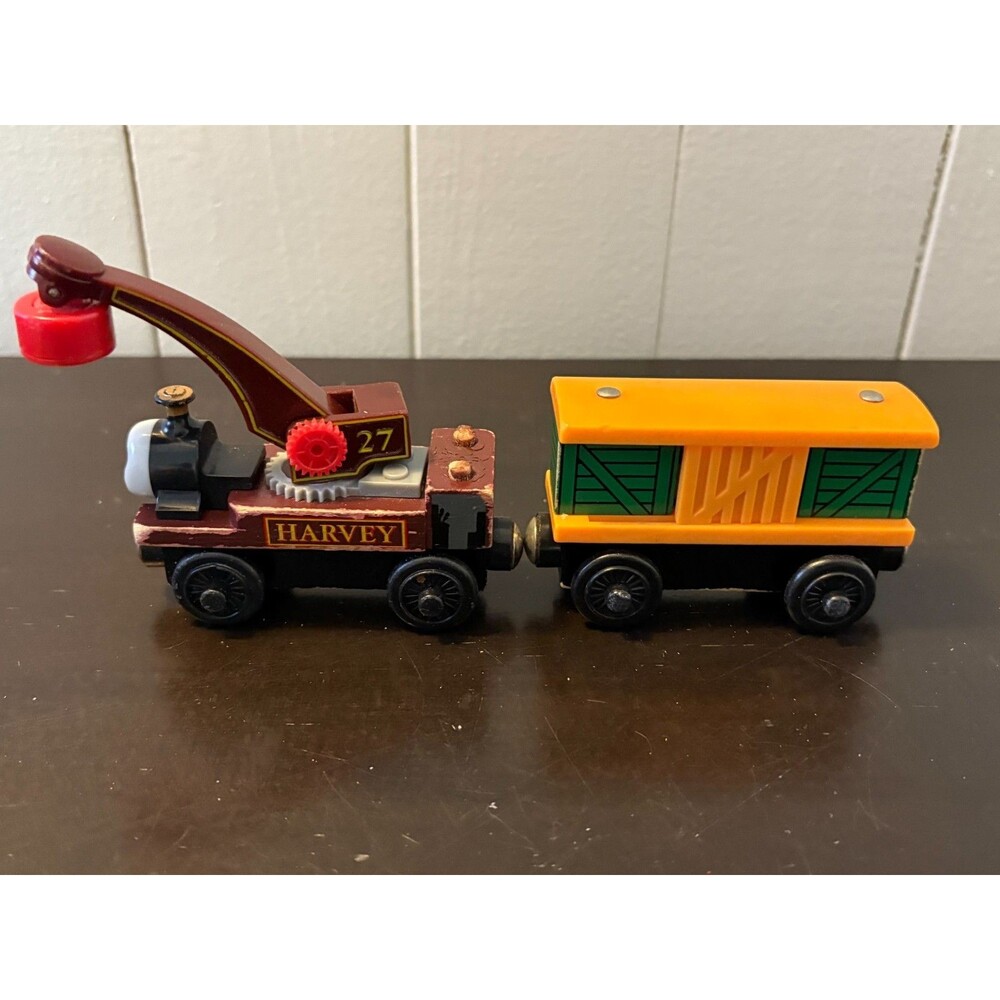 Thomas & Friends Wooden Railway Harvey Crane Engine w/ Box Car